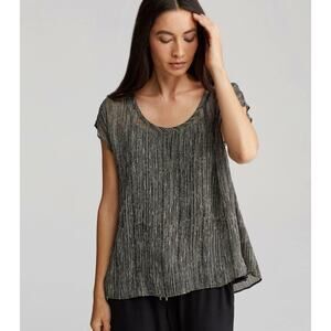 Eileen Fisher Firefly Printed Crinkle Silk Swing Top XS $198